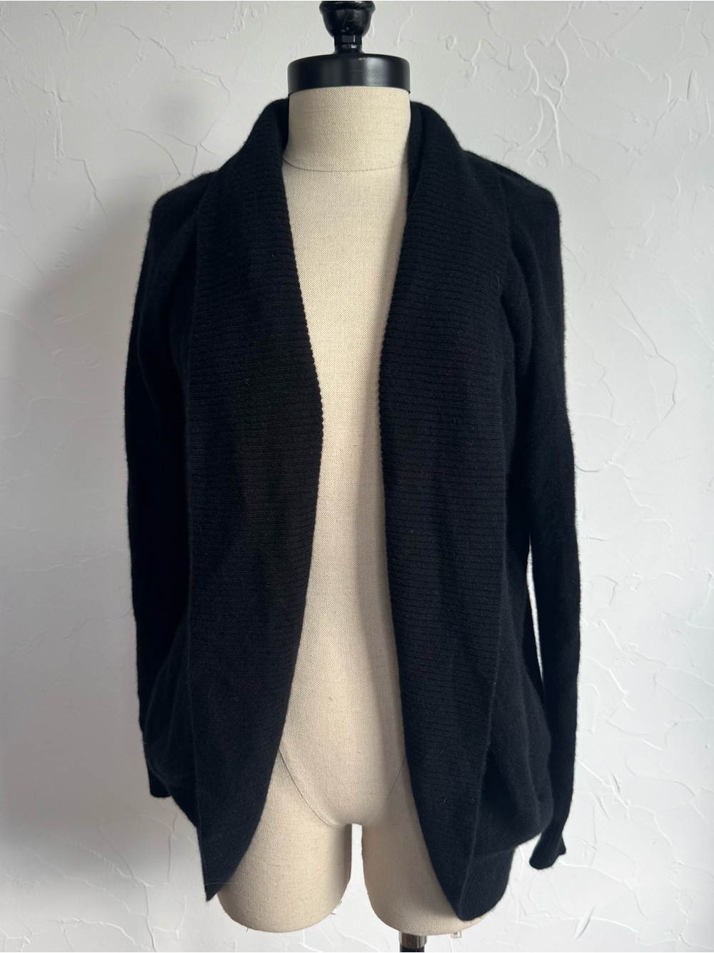 Quince Black Open-Front Knit Cardigan